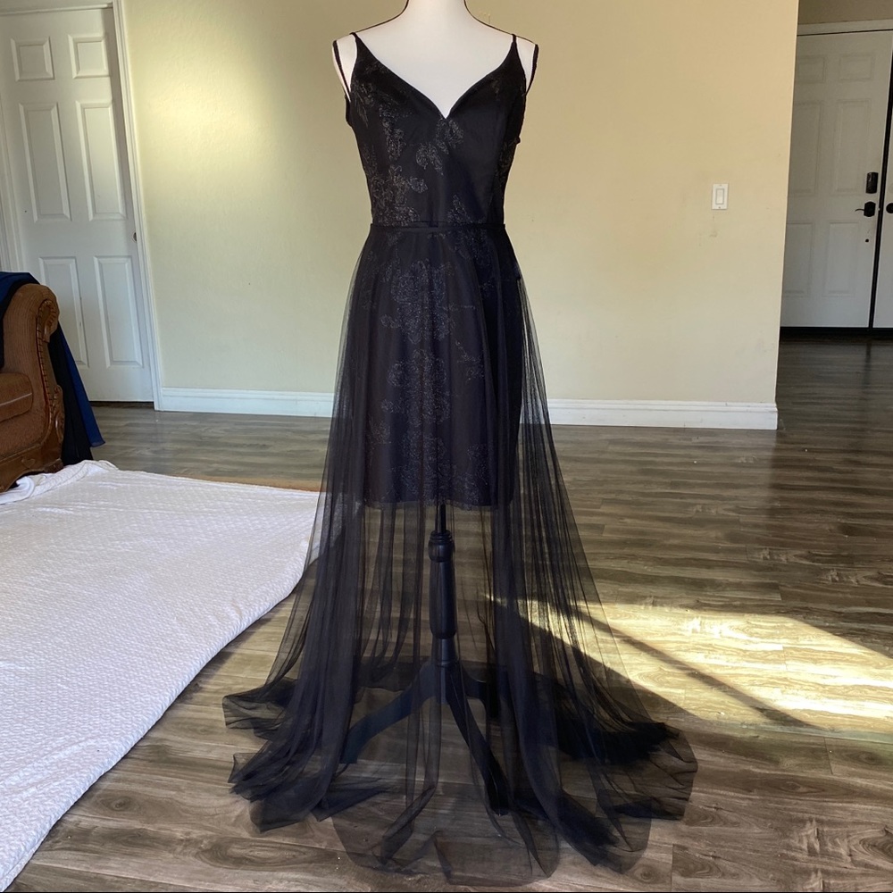 Black Bridesmaid dress removable skirt size 10